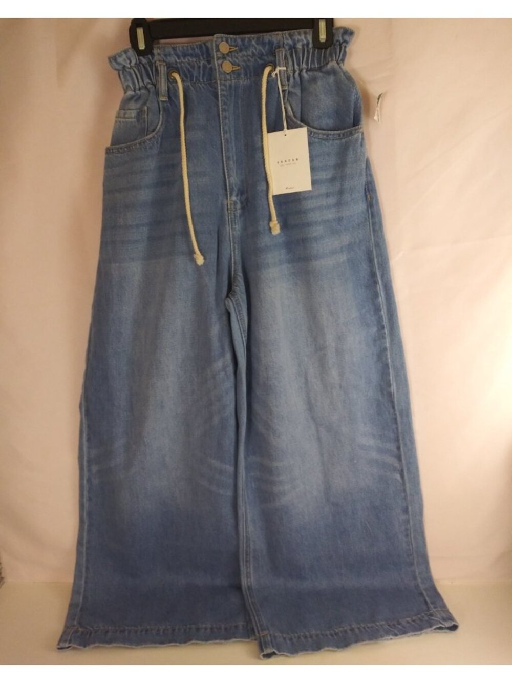 NWT Kancan Ultra High Rise Elastic Waist Drawstring Wide Leg Jeans Size 11/29